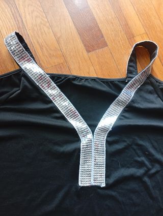 Elegante Blusa elegante con escote V y tiras plate