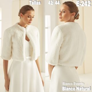 Bolero Novia Piel Sintética Talla 44 Blanco natura