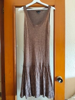 Vestido Mango Bronce Dorado Brillo