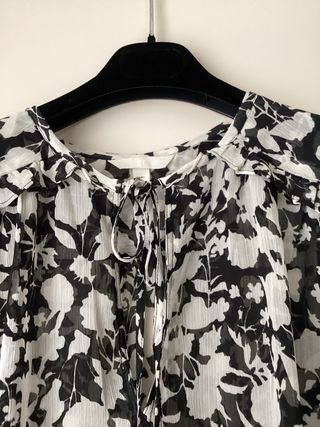 Camicia donna fantasia floreale bianco/nero