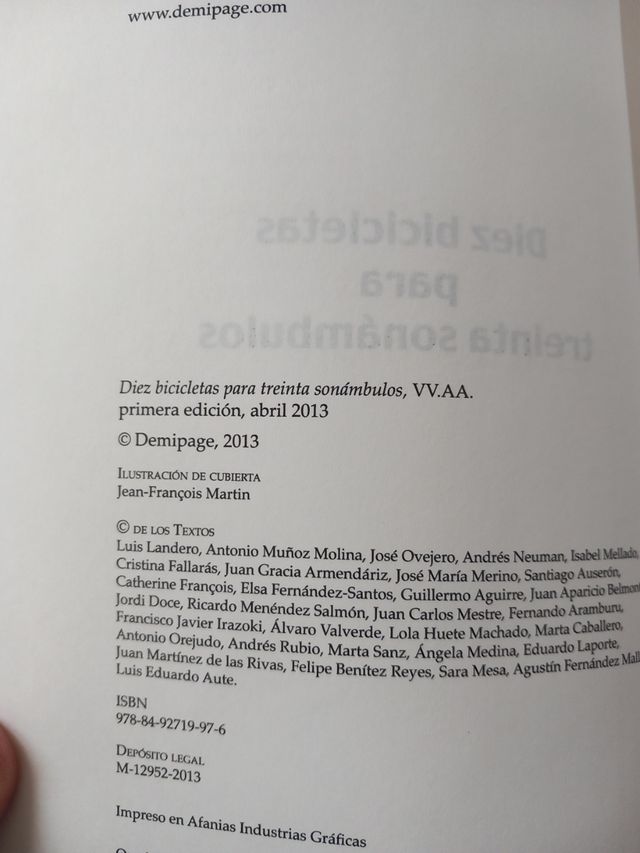 Diez bicicletas para treinta sonámbulos (Narrat...