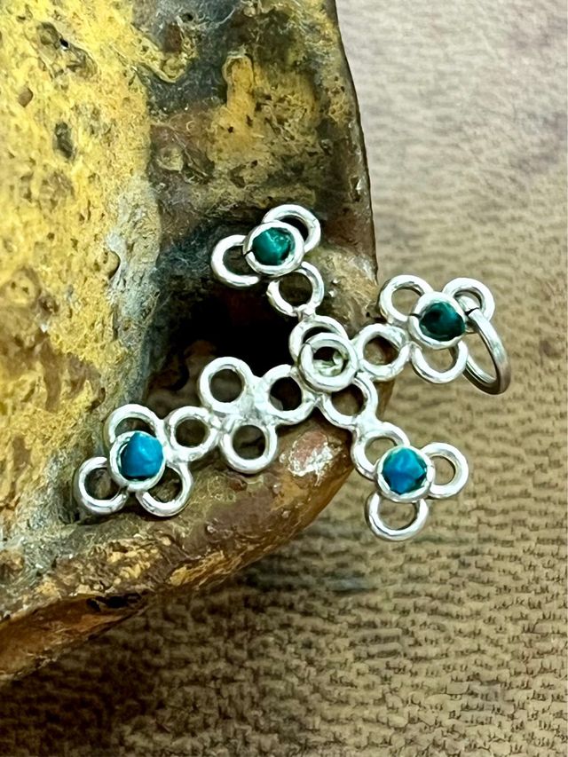 Colgante Cruz Plata Turquesa