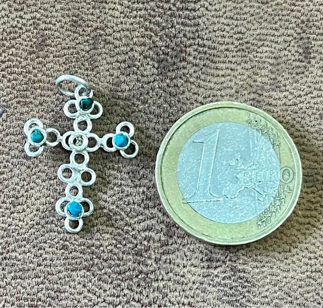 Colgante Cruz Plata Turquesa