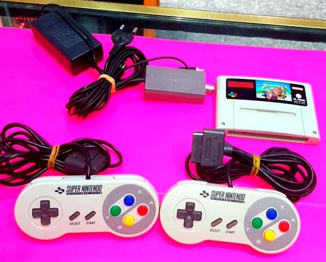 SUPER NINTENDO COMPLETA+2 MANDOS+SUPER MARIO KART