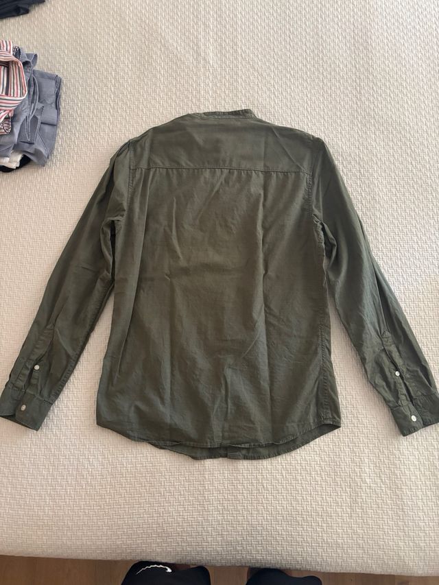 Camicia uomo collo coreana verde