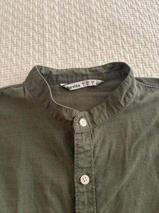 Camicia uomo collo coreana verde