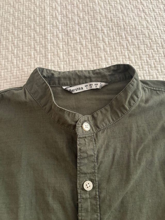 Camicia uomo collo coreana verde