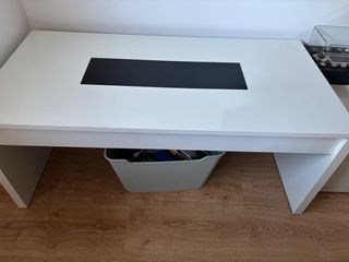 Mesa de comedor baja extensible blanca