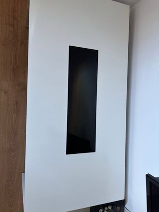 Mesa de comedor baja extensible blanca