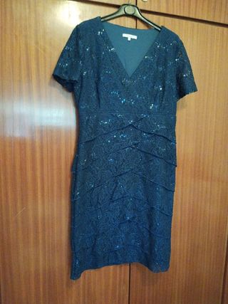 Vestido fiesta azul lentejuelas muy cómodo 