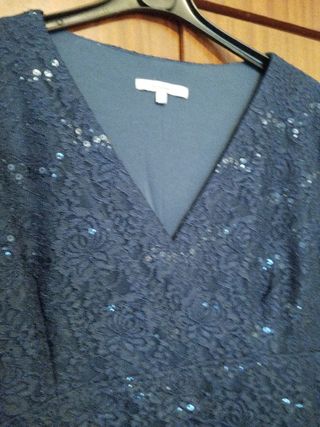 Vestido fiesta azul lentejuelas muy cómodo 