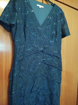 Vestido fiesta azul lentejuelas muy cómodo 