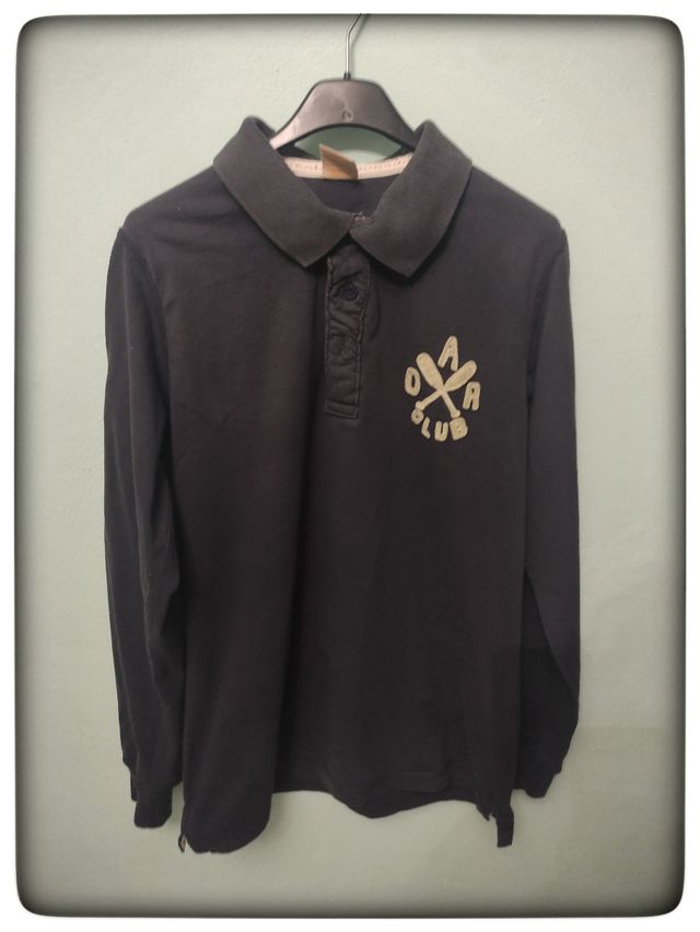 Polo manga larga negro hombre