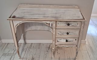 Escritorio vintage madera blanco y marrón