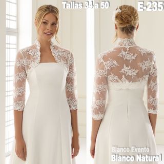 Chaqueta Encaje Novia Boda Talla 36 a 50 Blanco Ro