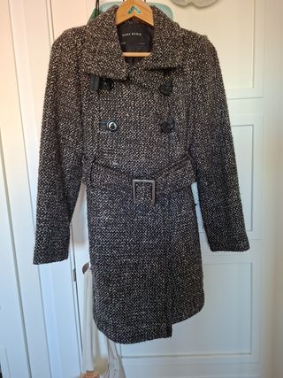 Abrigo Zara Basic Lana Marrón y Gris.