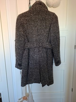 Abrigo Zara Basic Lana Marrón y Gris.