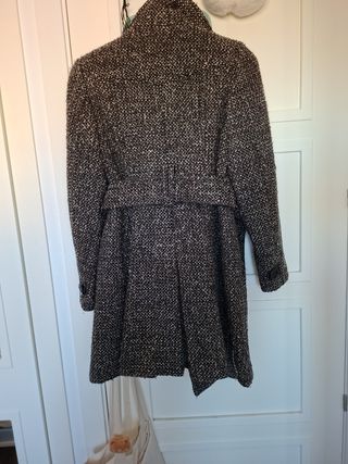 Abrigo Zara Basic Lana Marrón y Gris.