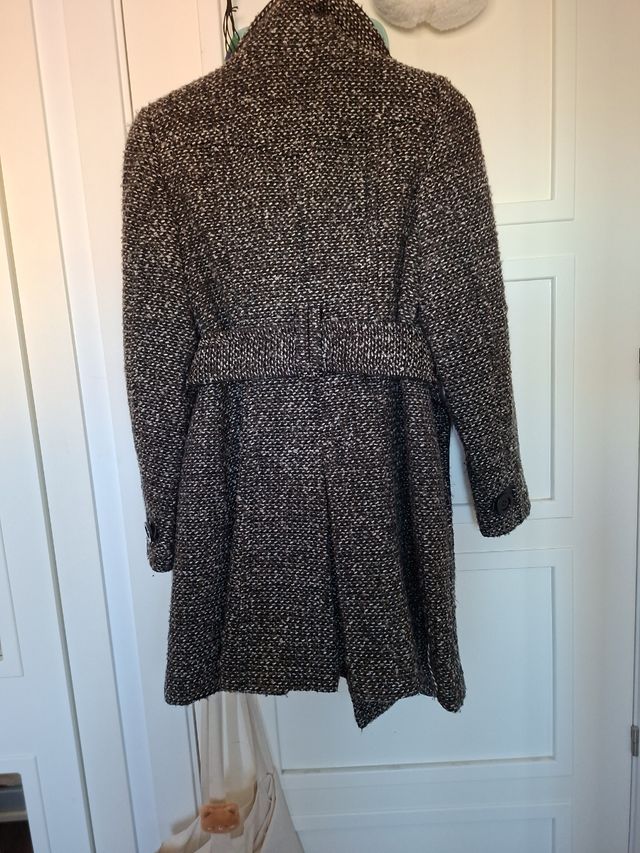 Abrigo Zara Basic Lana Marrón y Gris.