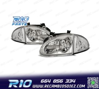 FAROS + INTERMITENTE HONDA CRX DEL SOL 92-97 FONDO CROMO