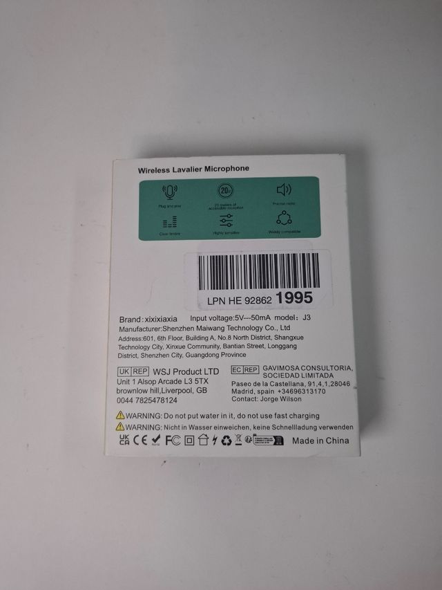 Micrófono Lavalier Inalámbrico