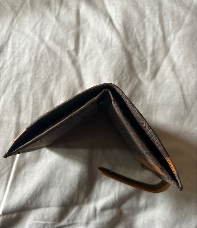 Cartera/Tarjetero Lois Piel Marrón y Beige