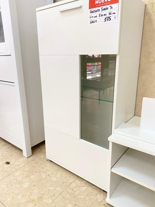 MUEBLE DE TELEVISION BLANCO CON CRISTAL NUEVO