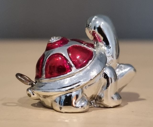 Mini tartaruga resina argentata con strass