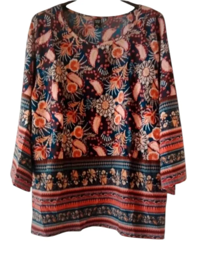 Blusa Estampada Floral Manga Acampanada