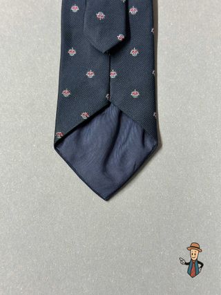 Corbata seda Jacques micro-flo azul/rojo