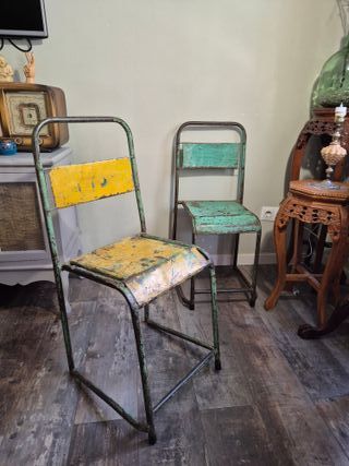 Sillas Industriales Metal Verde y Amarillo