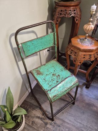 Sillas Industriales Metal Verde y Amarillo