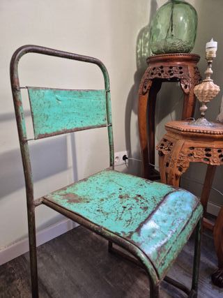 Sillas Industriales Metal Verde y Amarillo