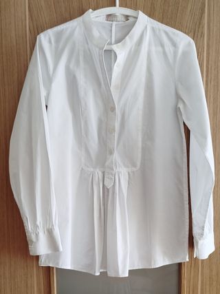 Blusa blanca algodón manga larga Talla S