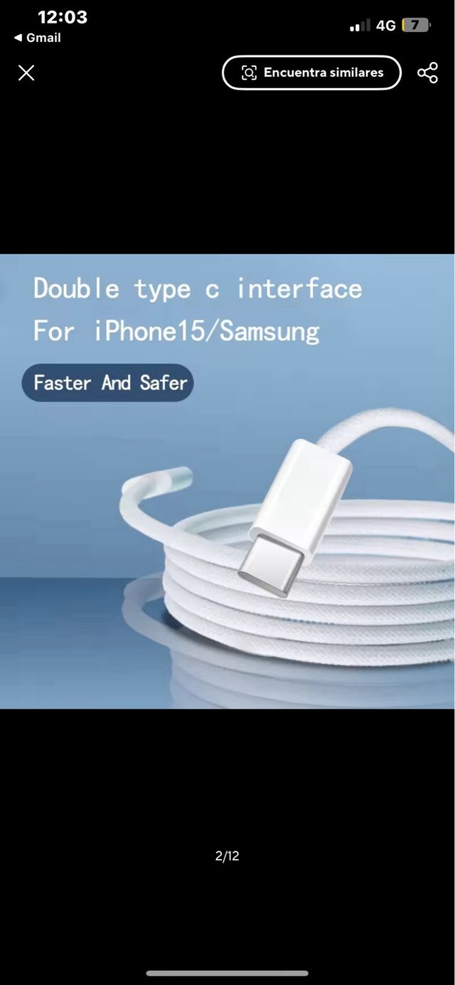 Cable Carga Rápida 60W PD iPhone 15