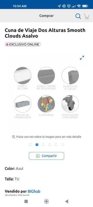 Cuna de viaje 2 alturas Smooth Clouds + colchoneta