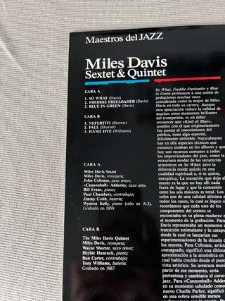 Vinilo Miles Davis - Sextet & Quintet Jazz