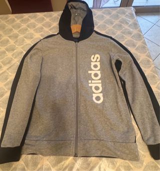 Felpa Adidas con cappuccio grigia e nera