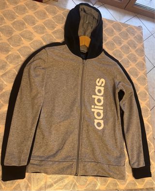 Felpa Adidas con cappuccio grigia e nera