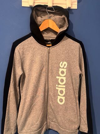 Felpa Adidas con cappuccio grigia e nera