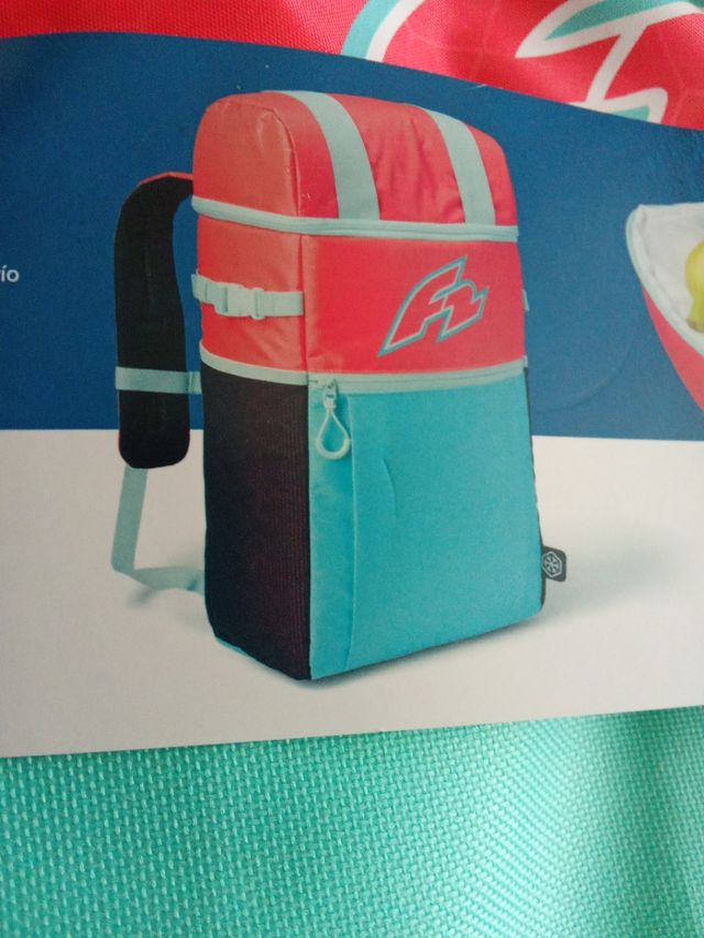 Mochila nevera 20L roja y turquesa