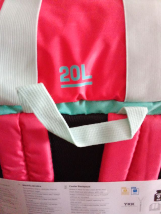Mochila nevera 20L roja y turquesa