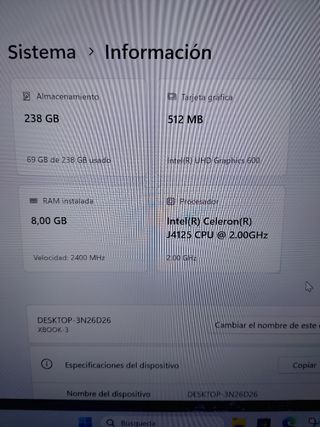Portátil 14 Windows 11 8GB 256GB SSD
