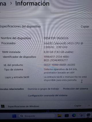 Portátil 14 Windows 11 8GB 256GB SSD
