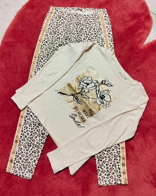 Completo bambina con stampa leopardata