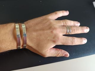 Conjunto pulsera y anillo plateado