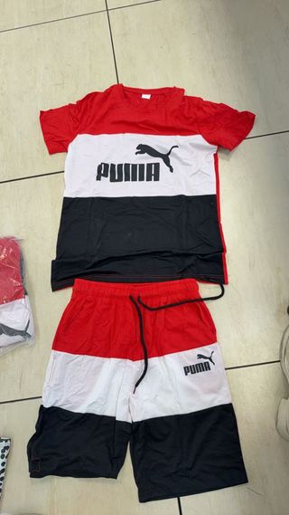 Conjunto Puma Rojo y Negro Manga Corta