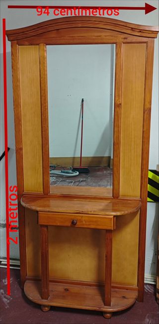 Mueble recibidor con espejo y cajón