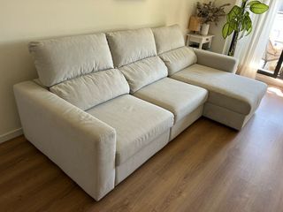 Sofá 3 plazas chaise longue beige