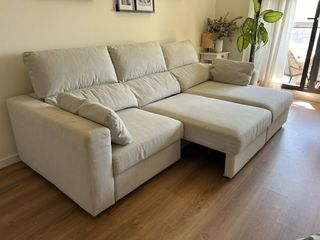 Sofá 3 plazas chaise longue beige